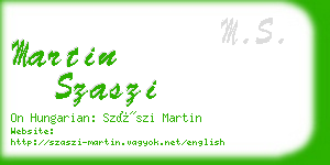 martin szaszi business card